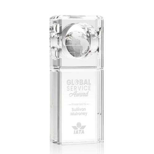 Corporate Awards - Sales Awards - Waterloo Globe Rectangle Crystal Award