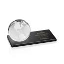 Globe Spheres on Black Base Crystal Award