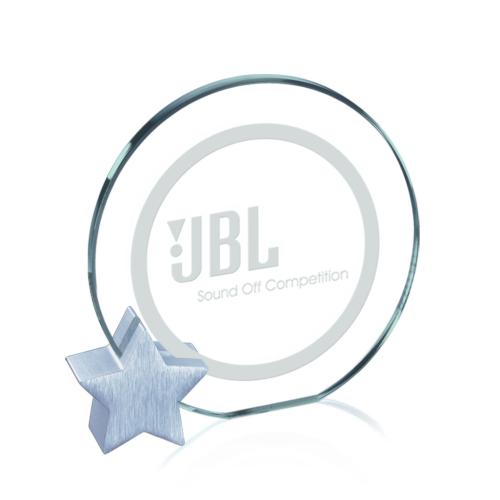 Corporate Awards - Glass Awards - Jade Glass Awards - Verdunn Jade/Chrome Star Circle Glass Award