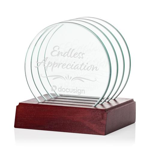 Corporate Recognition Gifts - Desk Accessories - Barnaby Coasters - Set of 4 on Rosewood Base