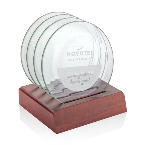 Corporate Recognition Gifts - Desk Accessories - Midland Coasters - Set of 4 on Rosewood Base