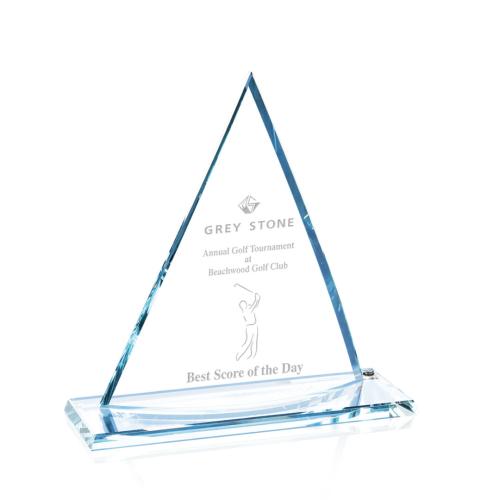 Corporate Awards - Crystal Awards - Curved Oxford Starfire Pyramid Crystal Award