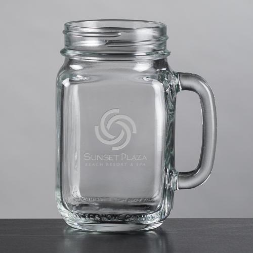 Corporate Recognition Gifts - Etched Barware - Roswell Drinking Jar - Deep Etch