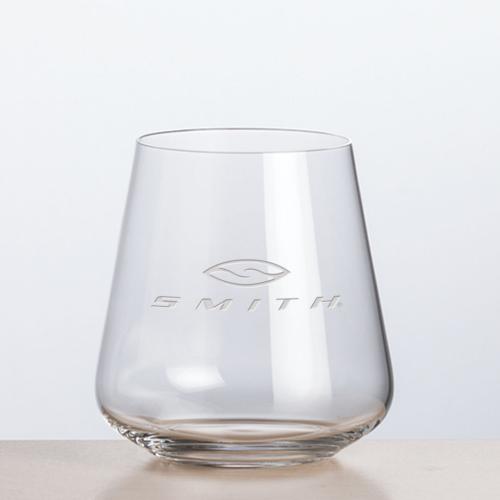 Corporate Recognition Gifts - Etched Barware - Wine Glasses - Breckland Stemless Wine - Deep Etch 