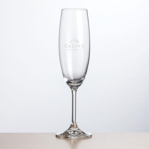 Corporate Recognition Gifts - Etched Barware - Naples Flute - 7.5oz - Deep Etch
