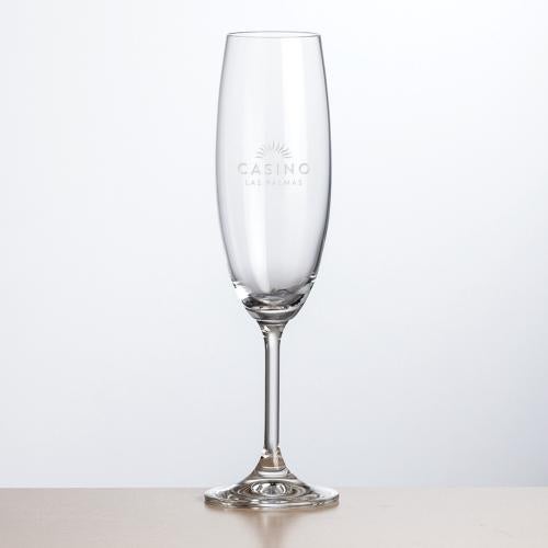 Corporate Recognition Gifts - Etched Barware - Naples Flute - Deep Etch