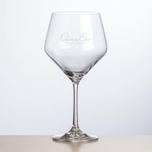 Corporate Recognition Gifts - Etched Barware - Wine Glasses - Bengston Burgundy Wine - Deep Etch