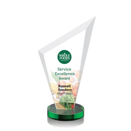 Corporate Awards - Crystal Awards - Colored Crystal - Condor Full Color Green Peak Crystal Award