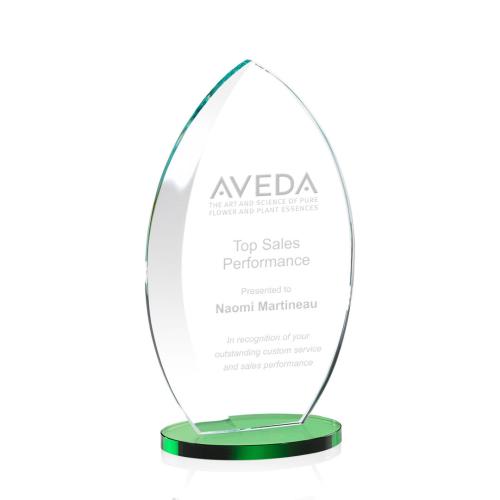 Corporate Awards - Glass Awards - Colored Glass Awards - Windermere Green Crystal Award