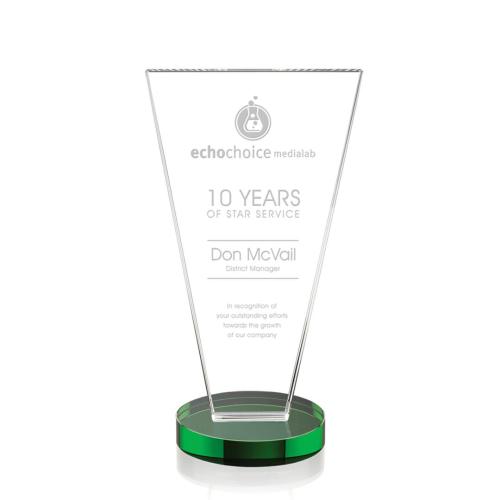 Corporate Awards - Glass Awards - Colored Glass Awards - Burney Green Abstract / Misc Crystal Award