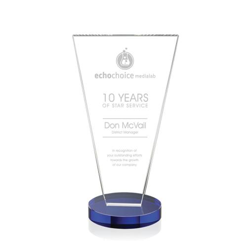 Corporate Awards - Glass Awards - Colored Glass Awards - Burney Blue Abstract / Misc Crystal Award