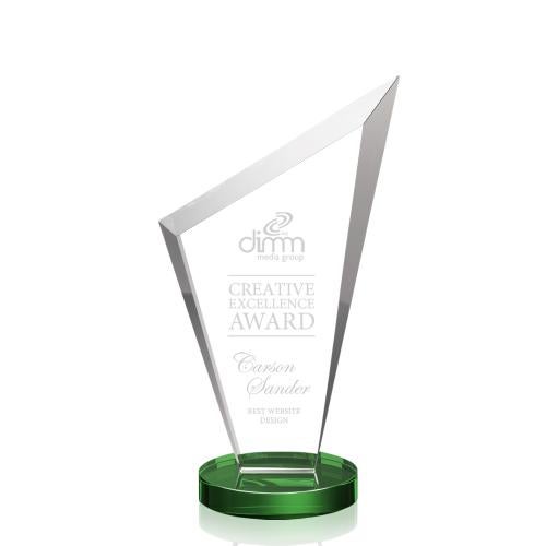 Corporate Awards - Crystal Awards - Colored Crystal - Condor Green Peak Crystal Award