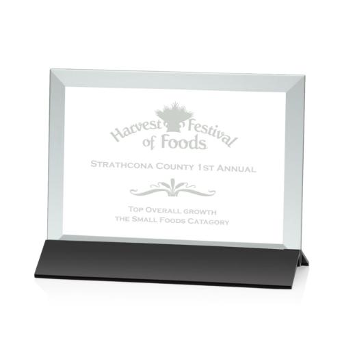 Corporate Awards - Glass Awards - Jade Glass Awards - Rainsworth Jade/Black (Horizontal) Rectangle Glass Award