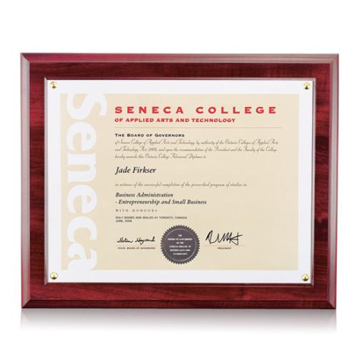Corporate Awards - Certificate Frames - Walcourt Certificate Holder - Plexiglass