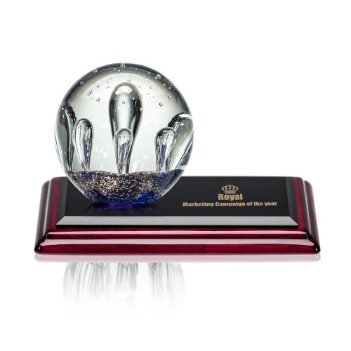 Corporate Awards - Modern Awards - Serendipity Spheres on Rosewood Base Glass Award