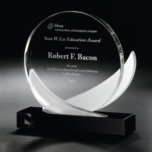 Corporate Awards - R.S. Owens - Ebony & Frost Circle Crystal Award