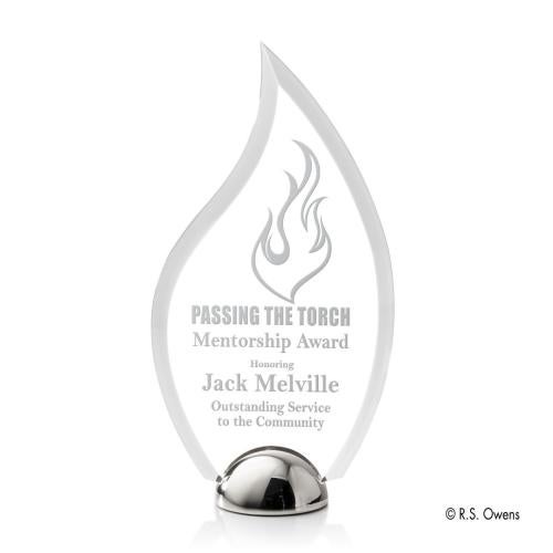 Corporate Awards - Crystal Awards - Crystal Flame Awards - Vulcan Hemisphere Laser Engraved Flame Acrylic Award