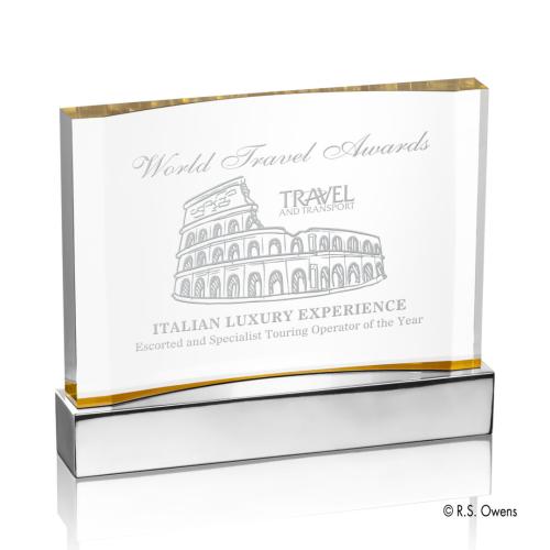 Corporate Awards - Budget Awards & Trophies - Cornerstone Gold Rectangle Acrylic Award