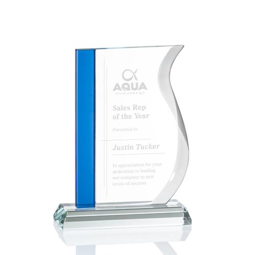 Corporate Awards - Glass Awards - Colored Glass Awards - Burbank Blue Abstract / Misc Crystal Award