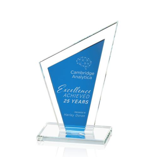 Corporate Awards - Glass Awards - Colored Glass Awards - Milton Blue Peak Crystal Award