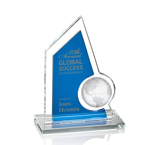 Corporate Awards - Crystal Awards - Colored Crystal - Adalina Globe Sail Crystal Award