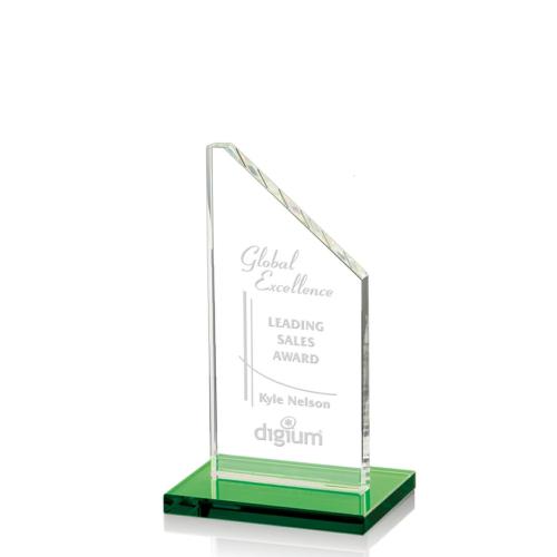 Corporate Awards - Glass Awards - Colored Glass Awards - Dixon Green Peak Crystal Award