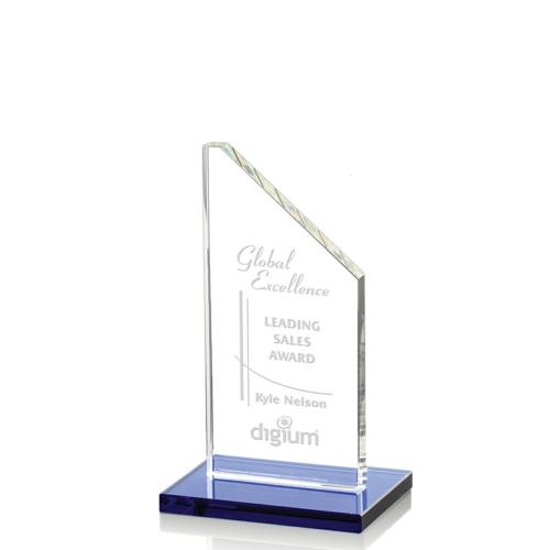 Corporate Awards - Glass Awards - Colored Glass Awards - Dixon Blue Peak Crystal Award