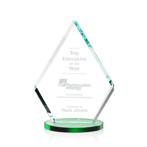 Corporate Awards - Glass Awards - Colored Glass Awards - Canton Green Crystal Award