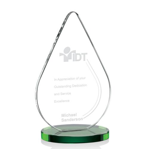 Corporate Awards - Glass Awards - Colored Glass Awards - Glenhazel Green Crystal Award