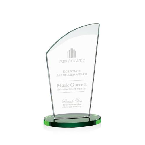 Corporate Awards - Glass Awards - Colored Glass Awards - Tomkins Green Peak Crystal Award