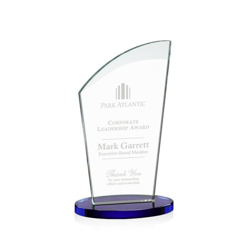 Corporate Awards - Glass Awards - Colored Glass Awards - Tomkins Blue Peak Crystal Award