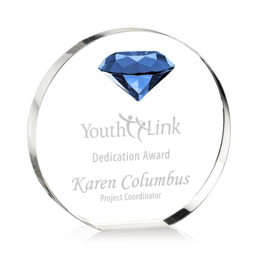 Corporate Awards - Award Shapes - Diamond Awards - Anastasia Gemstone Sapphire Circle Crystal Award