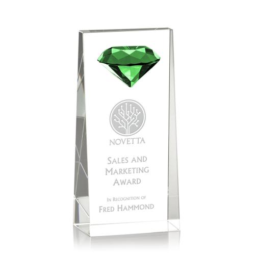 Corporate Awards - Crystal Awards - Crystal Pillar Awards - Balmoral Gemstone Emerald Obelisk Crystal Award