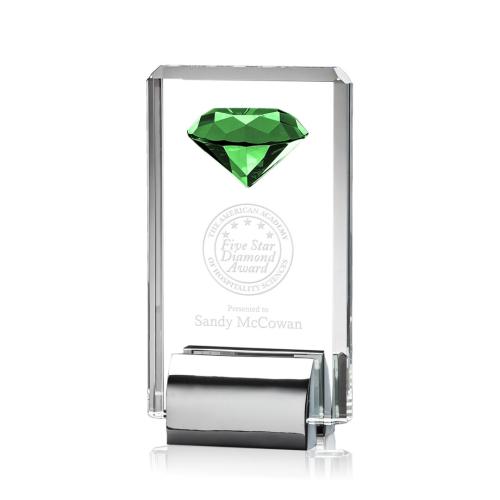 Corporate Awards - Crystal Awards - Metal and Crystal Awards - Elmira Gemstone Emerald Crystal Award