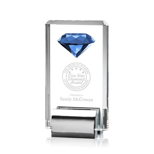 Corporate Awards - Modern Awards - Elmira Gemstone Sapphire Rectangle Crystal Award