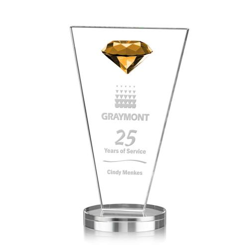 Corporate Awards - Glass Awards - Colored Glass Awards - Jervis Gemstone Amber Crystal Award