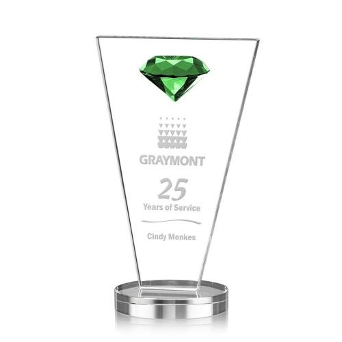 Corporate Awards - Glass Awards - Colored Glass Awards - Jervis Gemstone Emerald Crystal Award