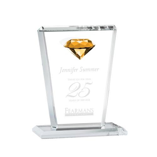 Corporate Awards - Crystal Awards - Colored Crystal - Regina Gemstone Amber Crystal Award