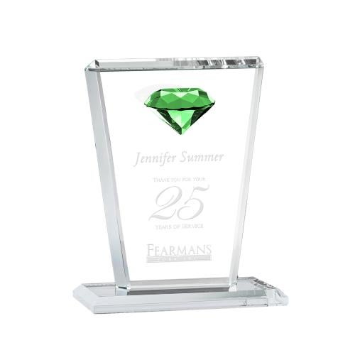 Corporate Awards - Crystal Awards - Colored Crystal - Regina Gemstone Emerald Abstract / Misc Crystal Award