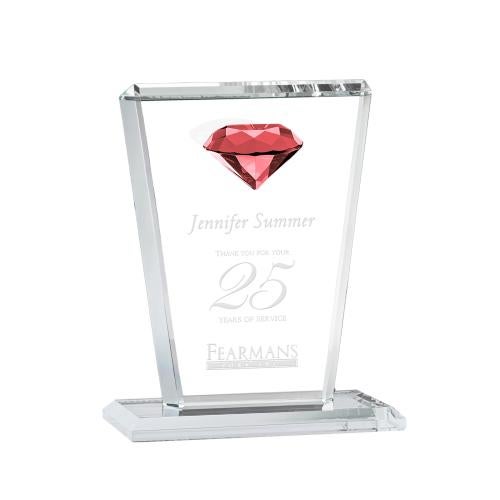 Corporate Awards - Crystal Awards - Colored Crystal - Regina Gemstone Ruby Crystal Award