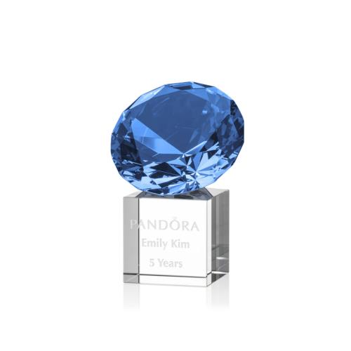 Corporate Awards - Award Shapes - Diamond Awards - Gemstone Sapphire on Cube Crystal Award