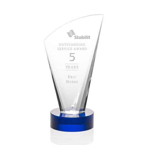 Corporate Awards - Glass Awards - Colored Glass Awards - Brampton Blue Peak Crystal Award