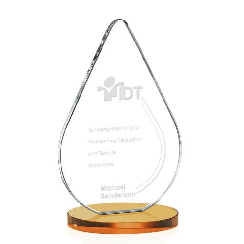 Corporate Awards - Glass Awards - Colored Glass Awards - Glenhazel Amber Crystal Award