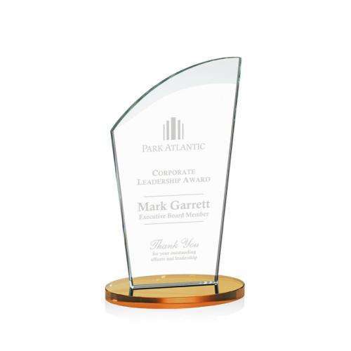 Corporate Awards - Glass Awards - Colored Glass Awards - Tomkins Amber Peak Crystal Award