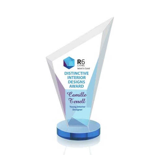 Corporate Awards - Sales Awards - Condor Full Color Sky Blue Peak Crystal Award