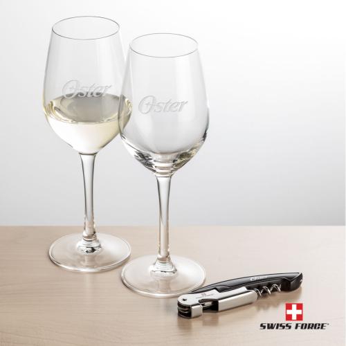 Corporate Recognition Gifts - Etched Barware - Swiss Force® Opener & Lethbridge Wine