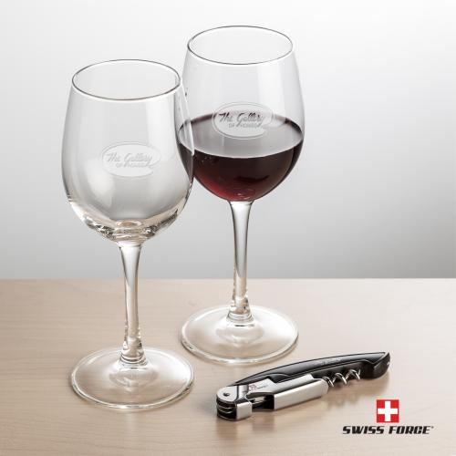 Corporate Recognition Gifts - Etched Barware - Swiss Force&reg; Opener & Connoisseur Wine