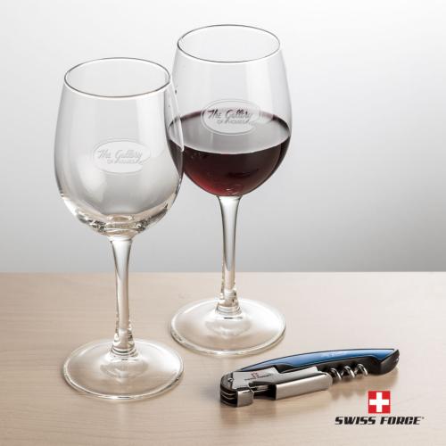 Corporate Recognition Gifts - Etched Barware - Swiss Force® Opener & Connoisseur Wine