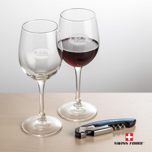 Corporate Recognition Gifts - Etched Barware - Swiss Force&reg; Opener & Connoisseur Wine