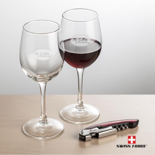Corporate Recognition Gifts - Etched Barware - Swiss Force&reg; Opener & Connoisseur Wine